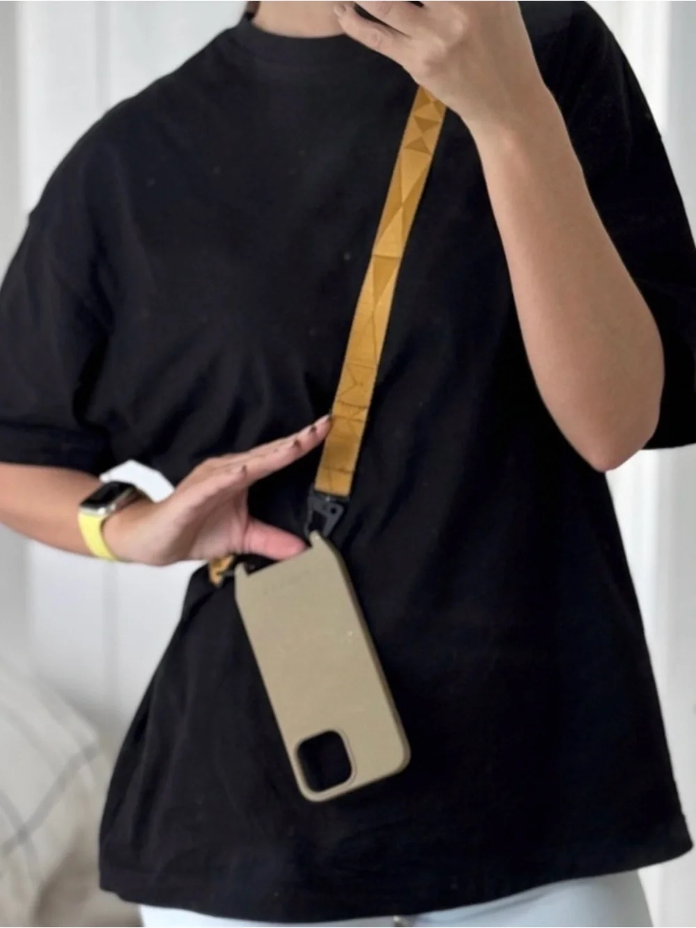 Yellow Phone Case with Detachable Strap 12 Pro max IPhone
